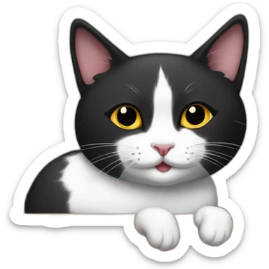 Black and white cat in a wooden tray sticker