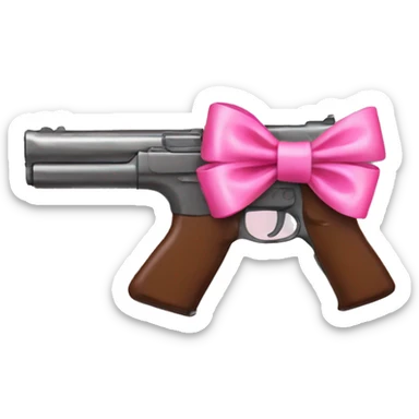 gun with pink bow wrapper around it sticker