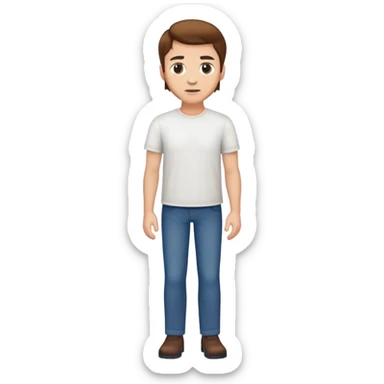 White Man standing with brown hair and white shirt full body sticker