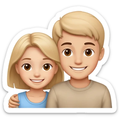 smiling girl and boy portrait sticker