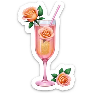 Glittery rose mocktail with orange light pink roses sticker