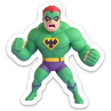 the Hulk, muscular green superhero, roaring sticker