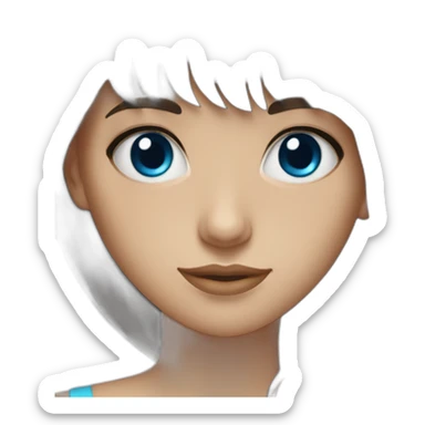 Dark brown long hair bangs girl with blue eyes sticker