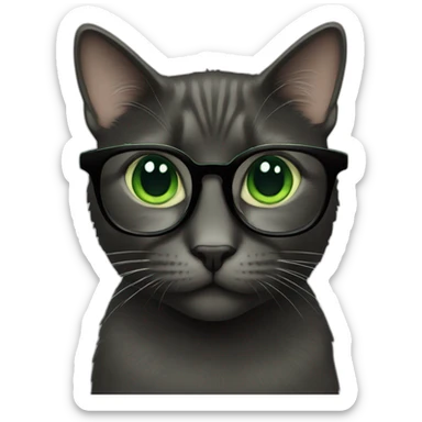blck cat green eye glasses sticker