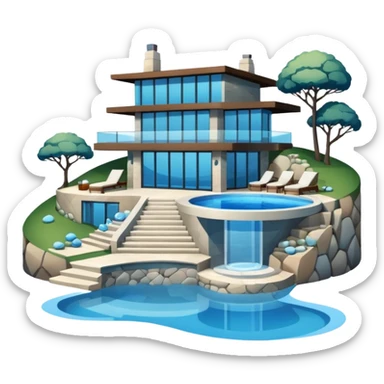 modern house on the hill, with a pool ON THE HILL sticker
