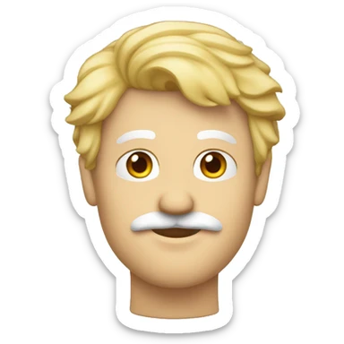Un visage d’un homme blanc, cheveux couleur blond avec une moustache, coiffé en arrière  sticker