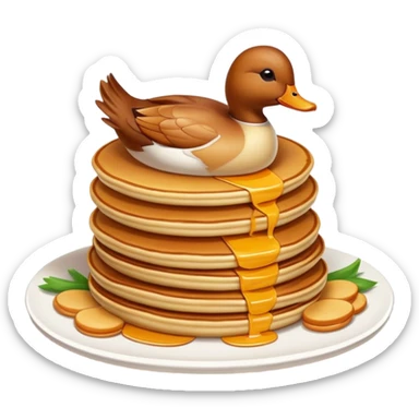 Beijing Peking Duck with crispy skin and pancakes, simplified emoji style with bold outlines and bright colors, cartoon style roasted duck sticker