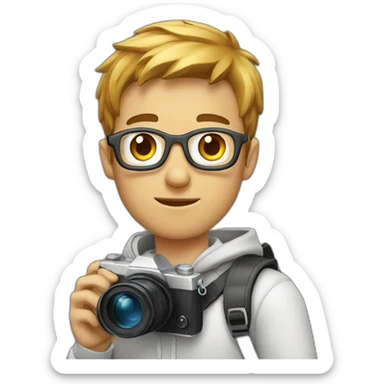 student man with photocamera sticker