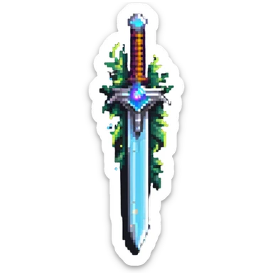 enchanted sword with elemental magic effects sticker