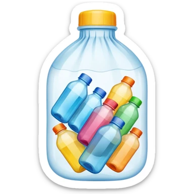 plastic bottles in a bundle bag sticker