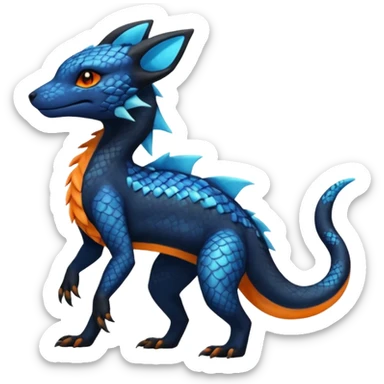 Anthropomorphic Scaley Exotic Salandit-Aurorus-Umbreon-Fakémon-hybrid-creature (full body)  sticker
