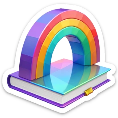 fantasy magic RAINBOW book low poly sticker