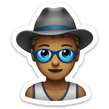 playful boy in a hat blue eyeshade  sticker