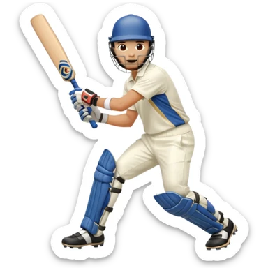 Right handed cricketer playing a front foot shot sticker