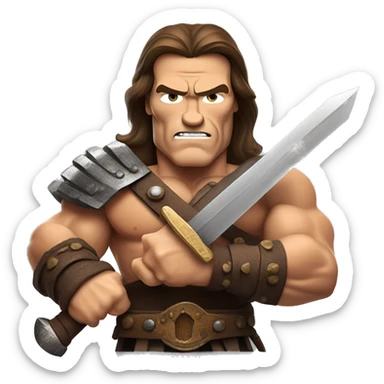 conan the barbarian arnold schwarzenegger holding sword sticker