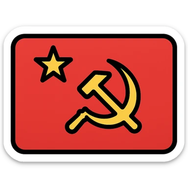 Soviet Union flag, minimalistic, flat design, red with gold hammer and sickle and star, no text sticker