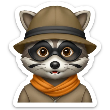 raccoon with mask and incognito hat sticker