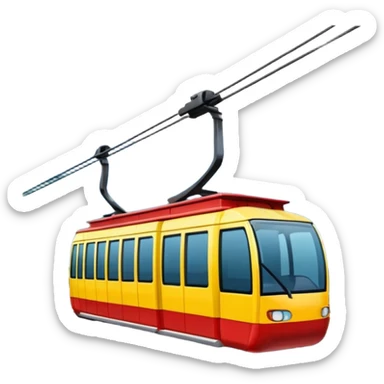 modern cable car, red and yellow cabins sticker