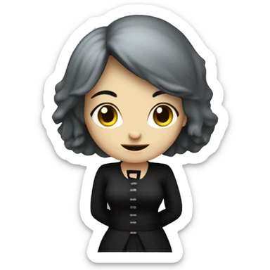 goth older girl with clothed torso showing sticker