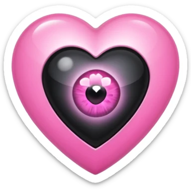 A black heart Gem with a pink eye in the center sticker