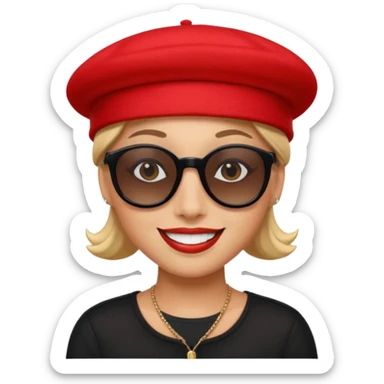 Sourire,.lu.ettes de soleil noires, beret rouge parachutiste sticker