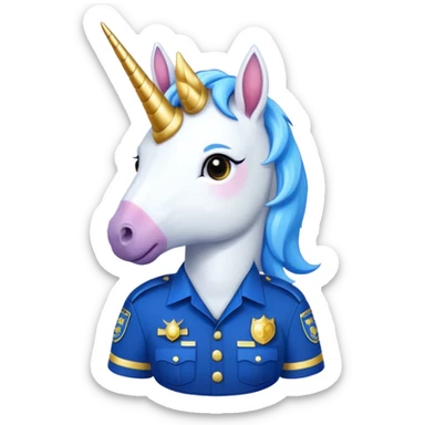 unicorn wearing a police uniform sticker
