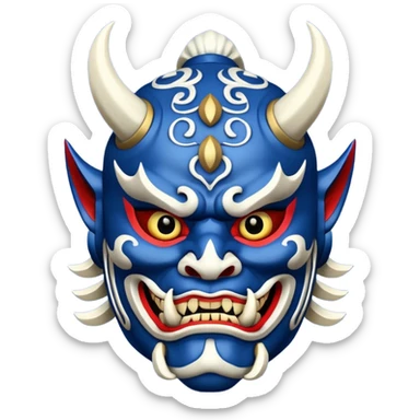 blue samurai oni mask sticker