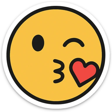 smiley face blowing a kiss and winking sticker