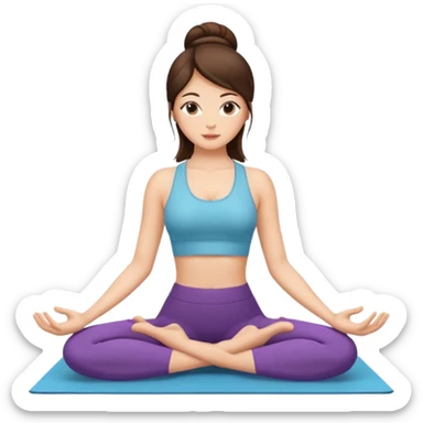 yoga women elegant and brunette hair sticker