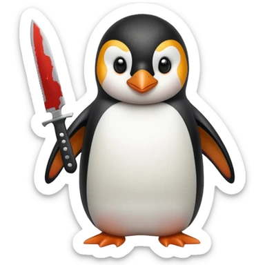 Pinguin with bloody knife sticker