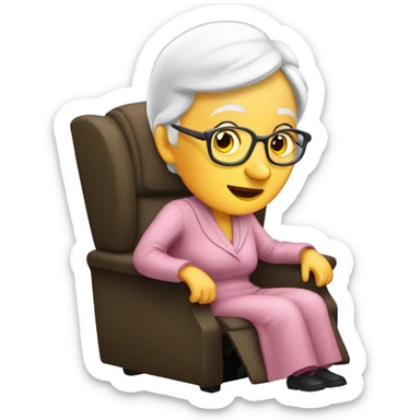 Old lady in a recliner white sticker