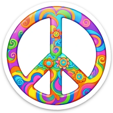 Brightly colored Psychedelic word “Peace” sticker
