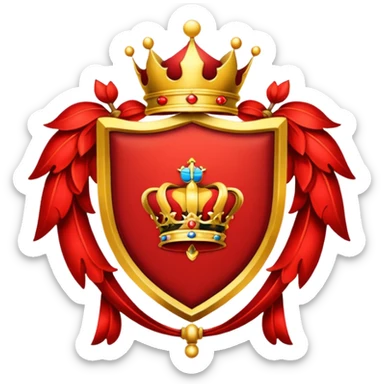 Royal crest (mainly red) sticker