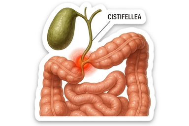 CISTIFELLEA E INTESTINO SONO COLLEGATI NEL DOLORE, iperrealistico 4k sticker