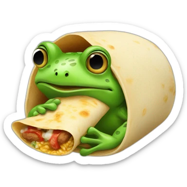a frog eating a burrito sticker