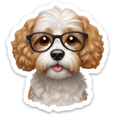Cavapoo dog with glasses sticker