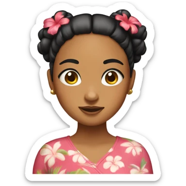 Hawaiian girl with y2k buns sticker