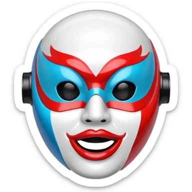 Please generate a multicolored mask with speaker as mouth. sticker