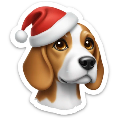 A beagle with Christmas hat  sticker