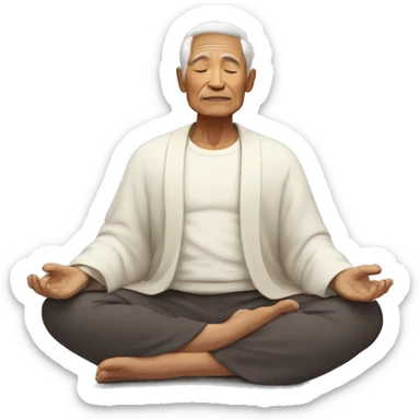 elder man meditating sticker