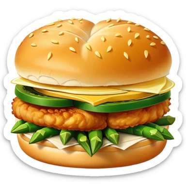 Chicken sandwich with asparagus and fries  sticker