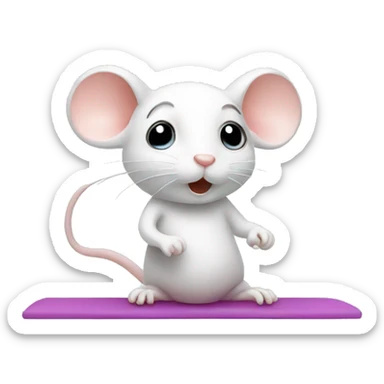 Cute white mouse doing pilates sticker
