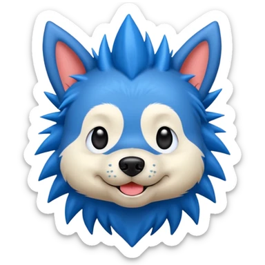 blue very spiky haired dog sticker