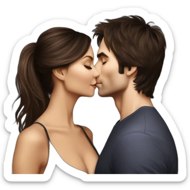 Ian Somerhalder kissing Nina Dobrev sticker