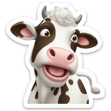 A cow who is dancing sticker