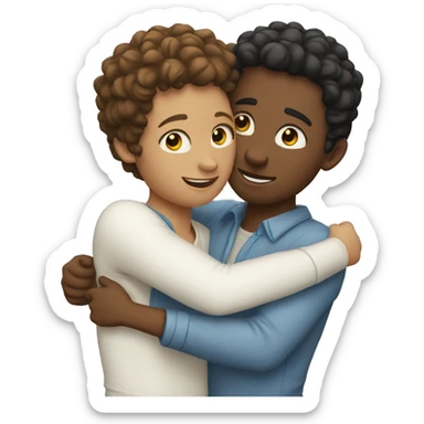 two white friends hugging sticker