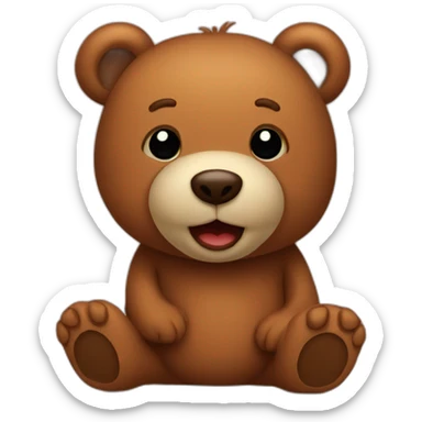 Brown teddy bear happy  sticker