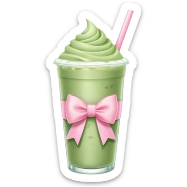 iced matcha latte with pink bow minimal sticker