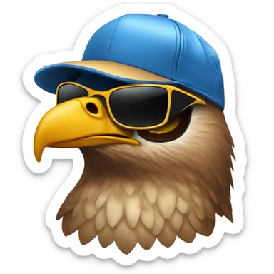 Hawk Wearing a trucker hat and sunglasses sticker