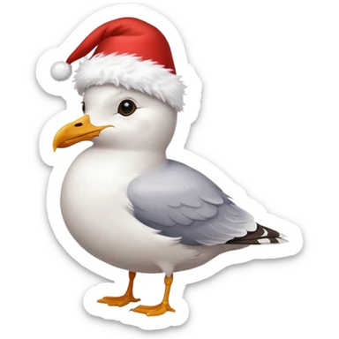 Seagull with a xmas hat sticker